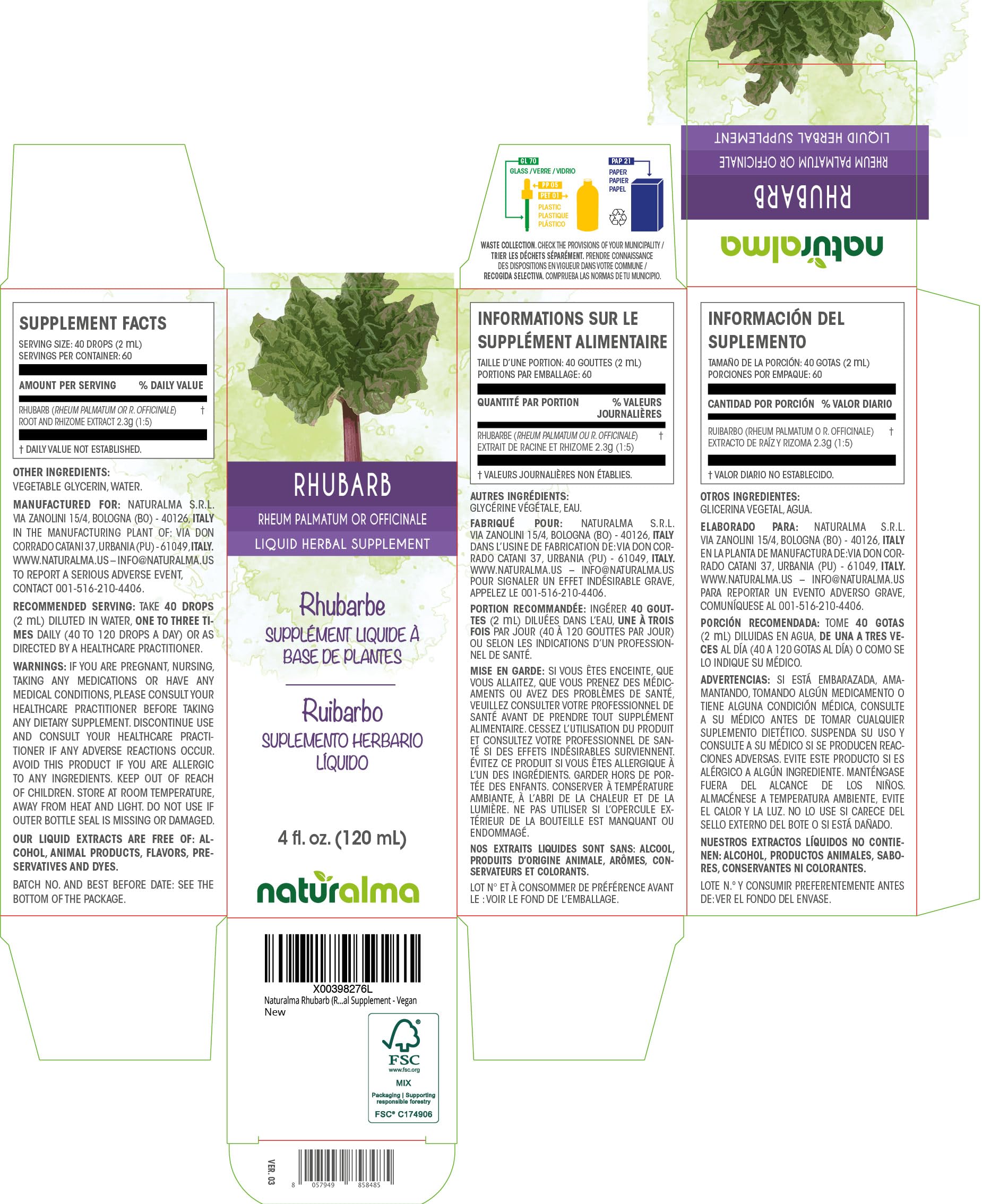 Rhubarb root and rhizome extract 1:5 concentration