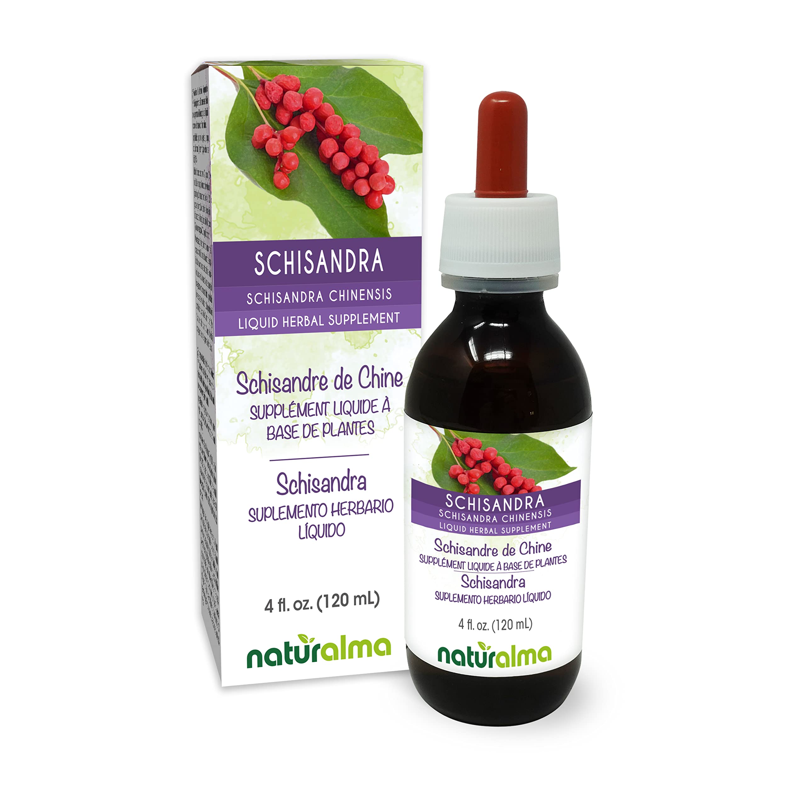 Naturalma Schisandra fruit tincture bottle 4 oz on white background