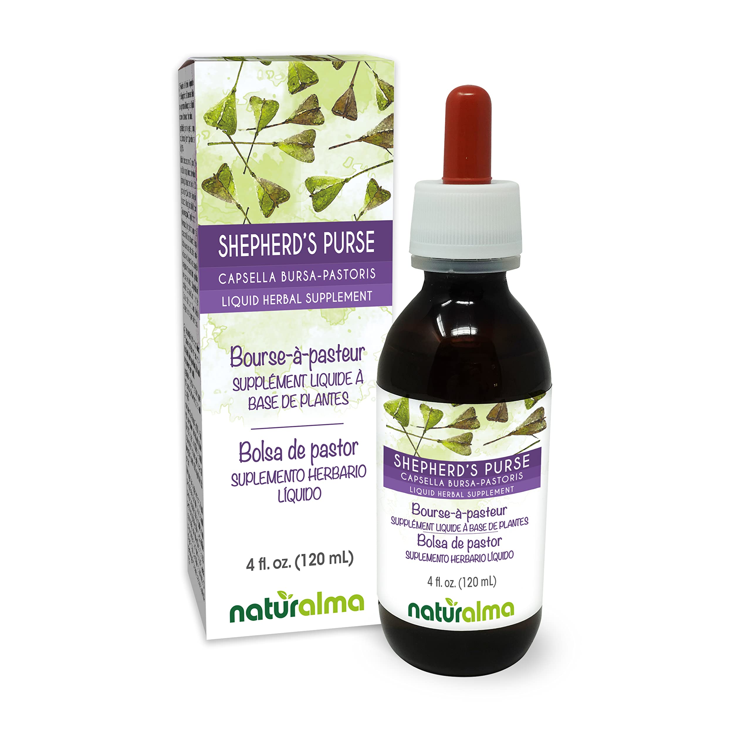 Front view of Naturalma Shepherd's Purse tincture bottle with 4 oz label