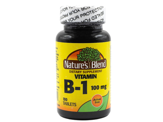 Nature's Blend Vitamin B-1 100MG - 100 tablets bottle front view