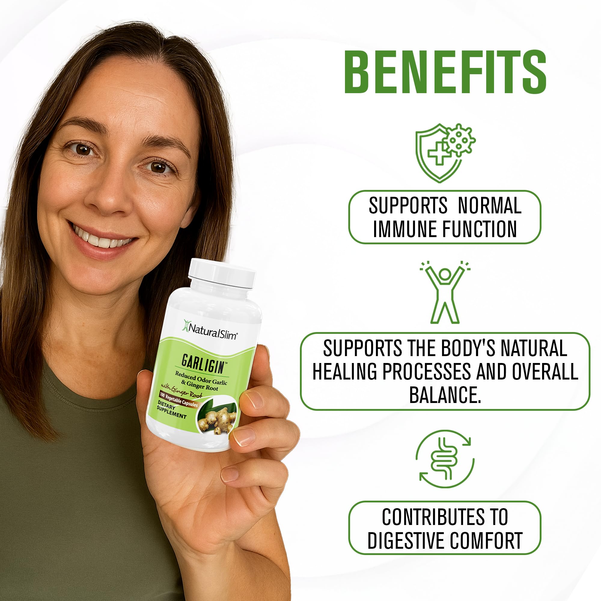 NaturalSlim Garligin packaging highlighting immune support and metabolism