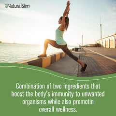 NaturalSlim Garligin logo and product benefits imagery with garlic and ginger