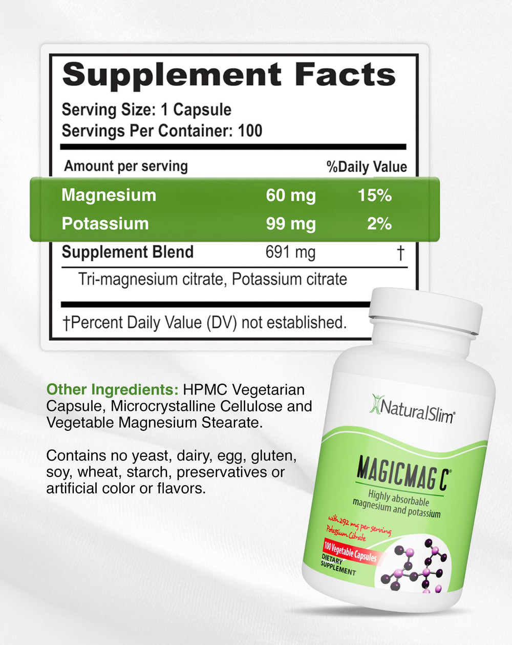 NaturalSlim MagicMag C capsules close-up highlighting sleep-support potential.