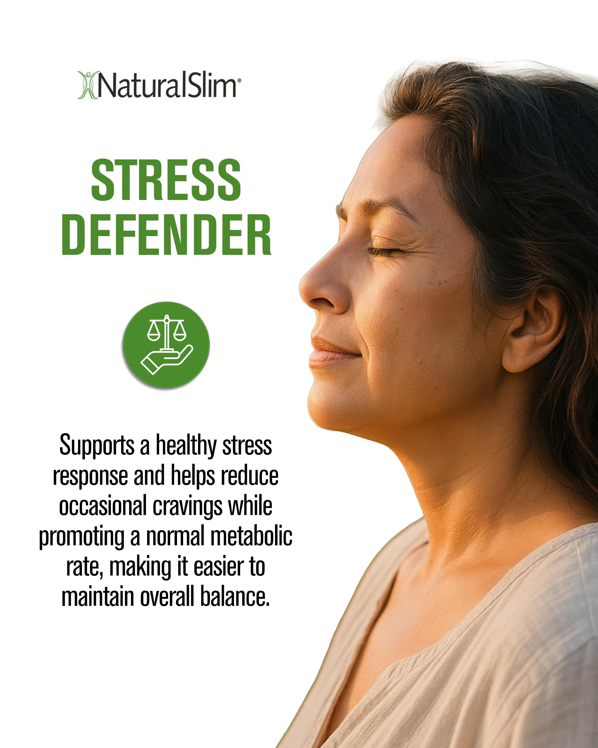 Naturalslim Stress Defender ingredients note featuring Pantothenic acid and L-Tyrosine.