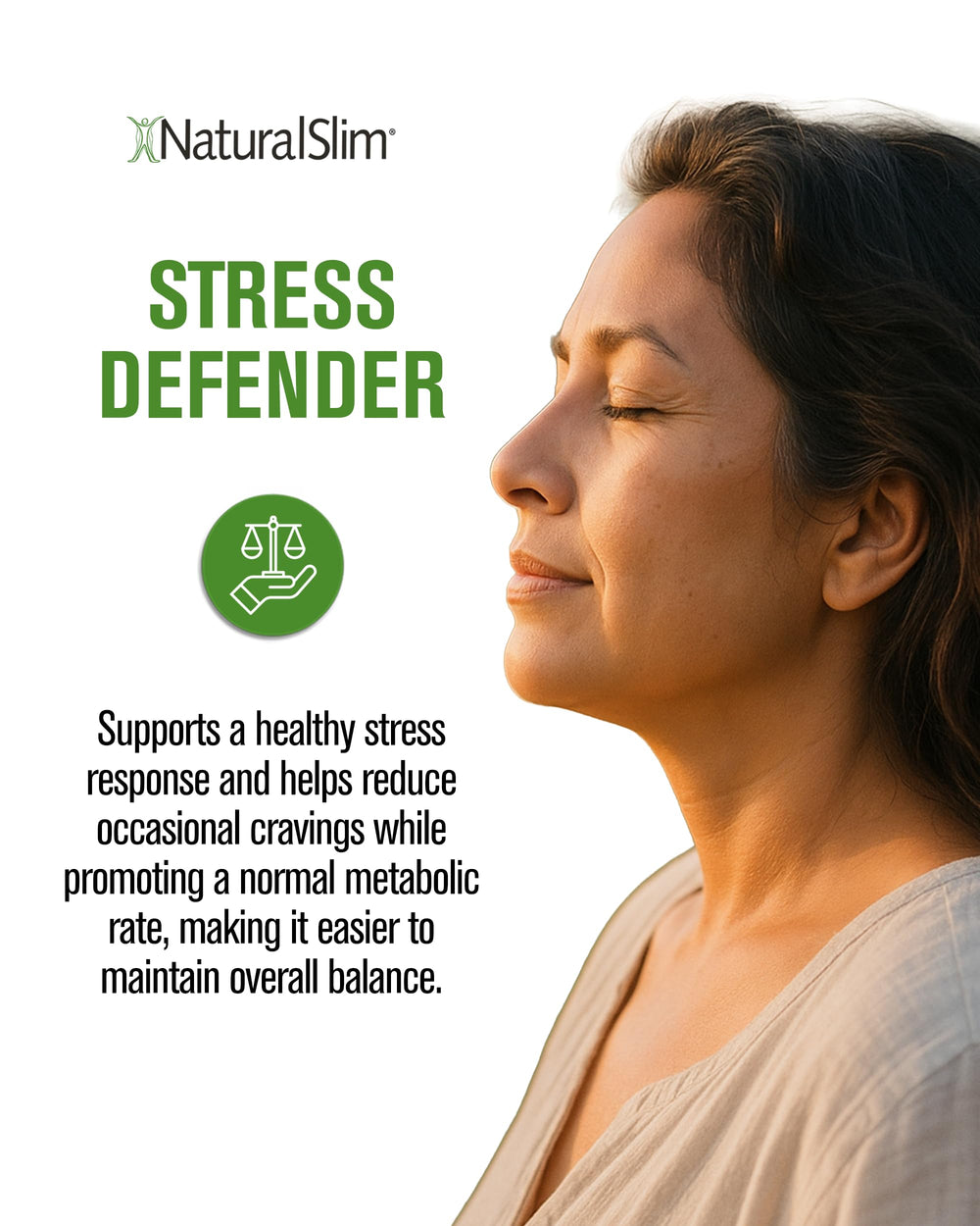 Naturalslim Stress Defender ingredients note featuring Pantothenic acid and L-Tyrosine.