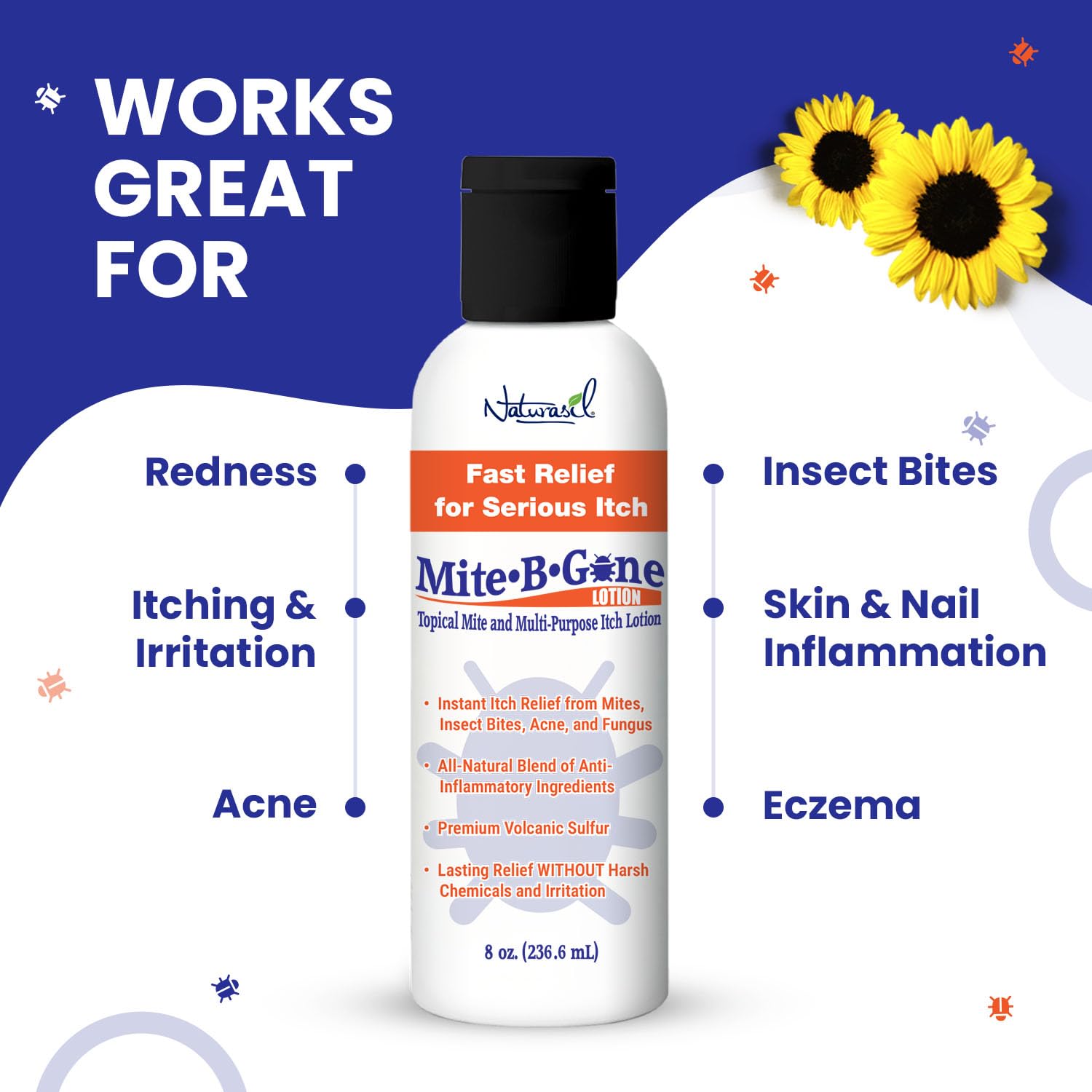 Naturasil Mite-B-Gone applied to skin on a bite for itch relief.