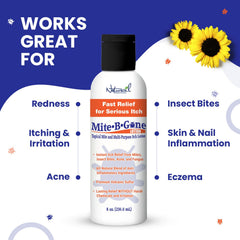 Naturasil Mite-B-Gone applied to skin on a bite for itch relief.