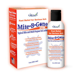 Naturasil Mite-B-Gone bottle front for natural itch relief.
