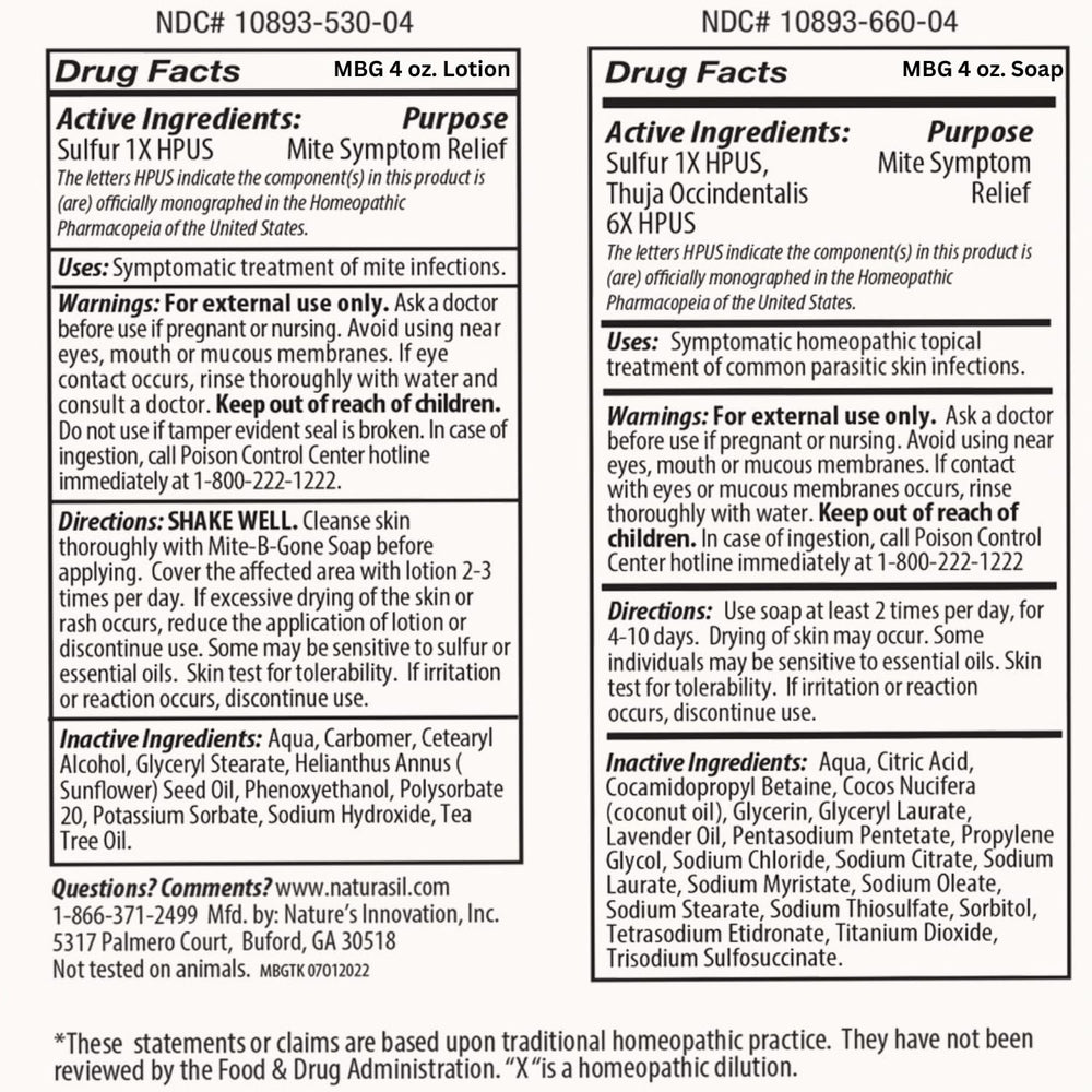 Naturasil Mite-B-Gone small-batch US facility stamp indicating quality