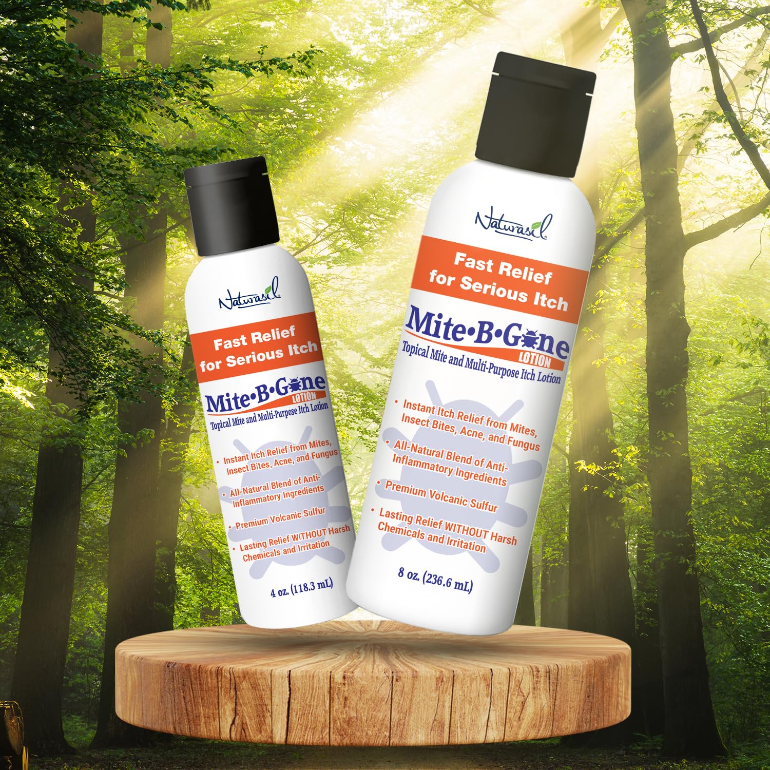 Naturasil Mite-B-Gone sulfur particles close-up for deeper skin penetration.