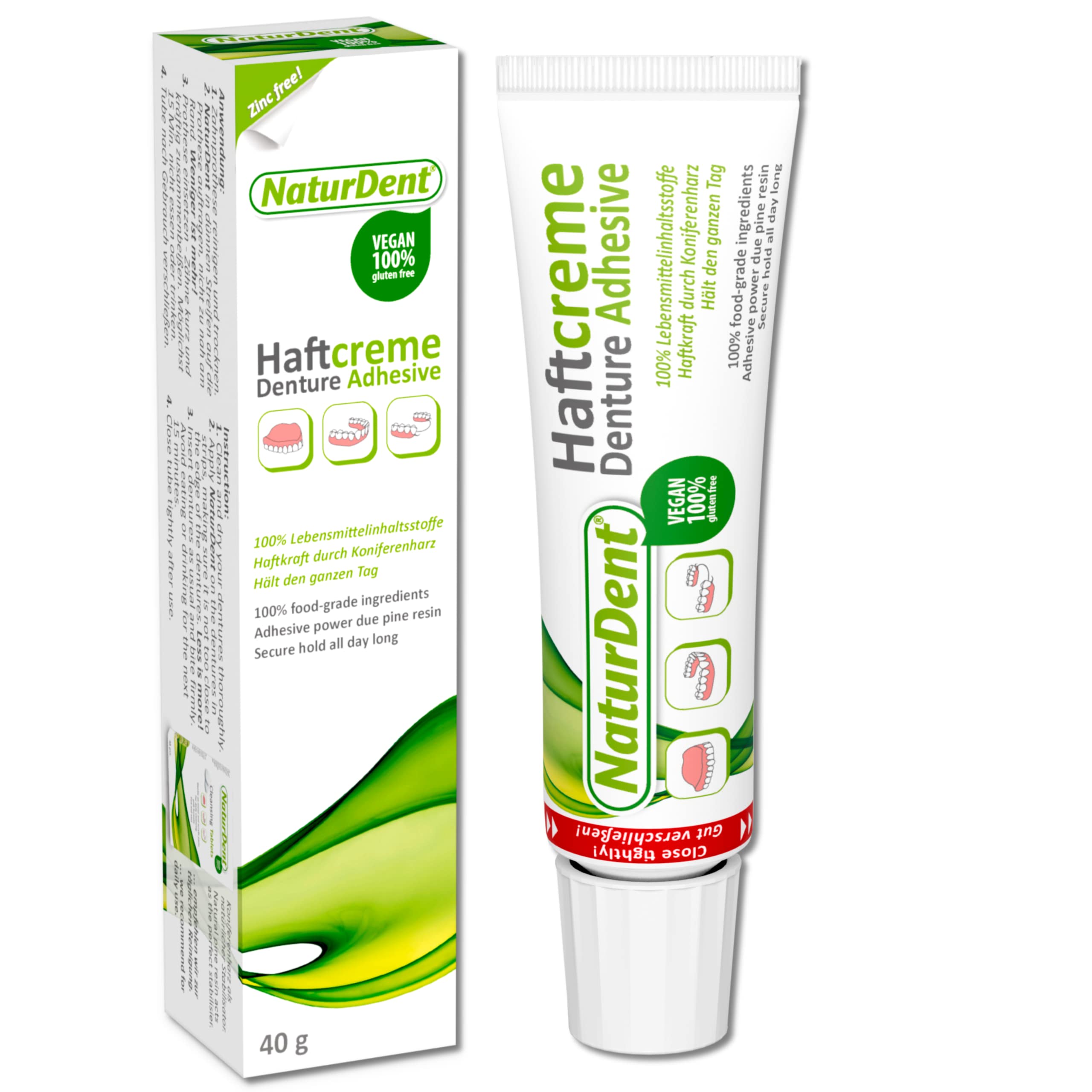 Close-up of NaturDent label showing zinc-free and paraben-free claim