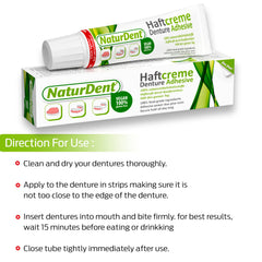 Applying NaturDent adhesive to dentures for a secure hold