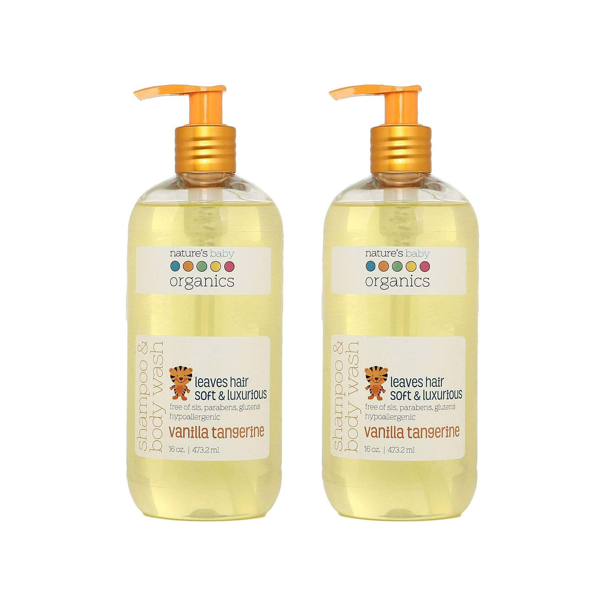 Nature's Baby Vanilla Tangerine 3-in-1 Shampoo, Body & Face Wash bottle - 16 oz, 2-pack (image 1)
