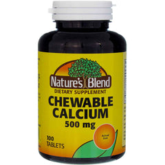 Bottle of Nature's Blend Calcium Chewable Bavarian Cream 500 mg