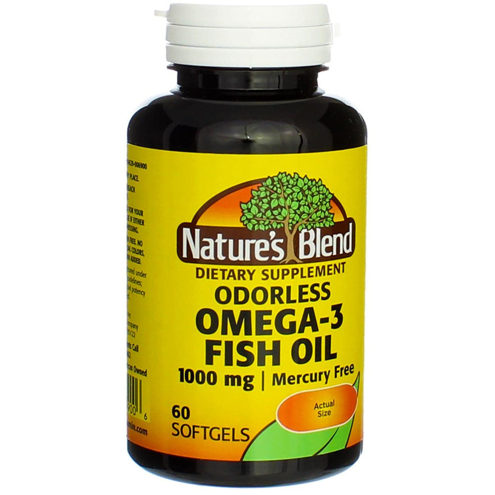 Nature's Blend Omega-3 Odorless Fish Oil bottle - front view