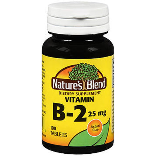 Nature's Blend Vitamin B-2 25 mg bottle - 100 tablets