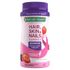 Bottle of Nature's Bounty Optimal Solutions Advanced Hair Skin Nails gummies