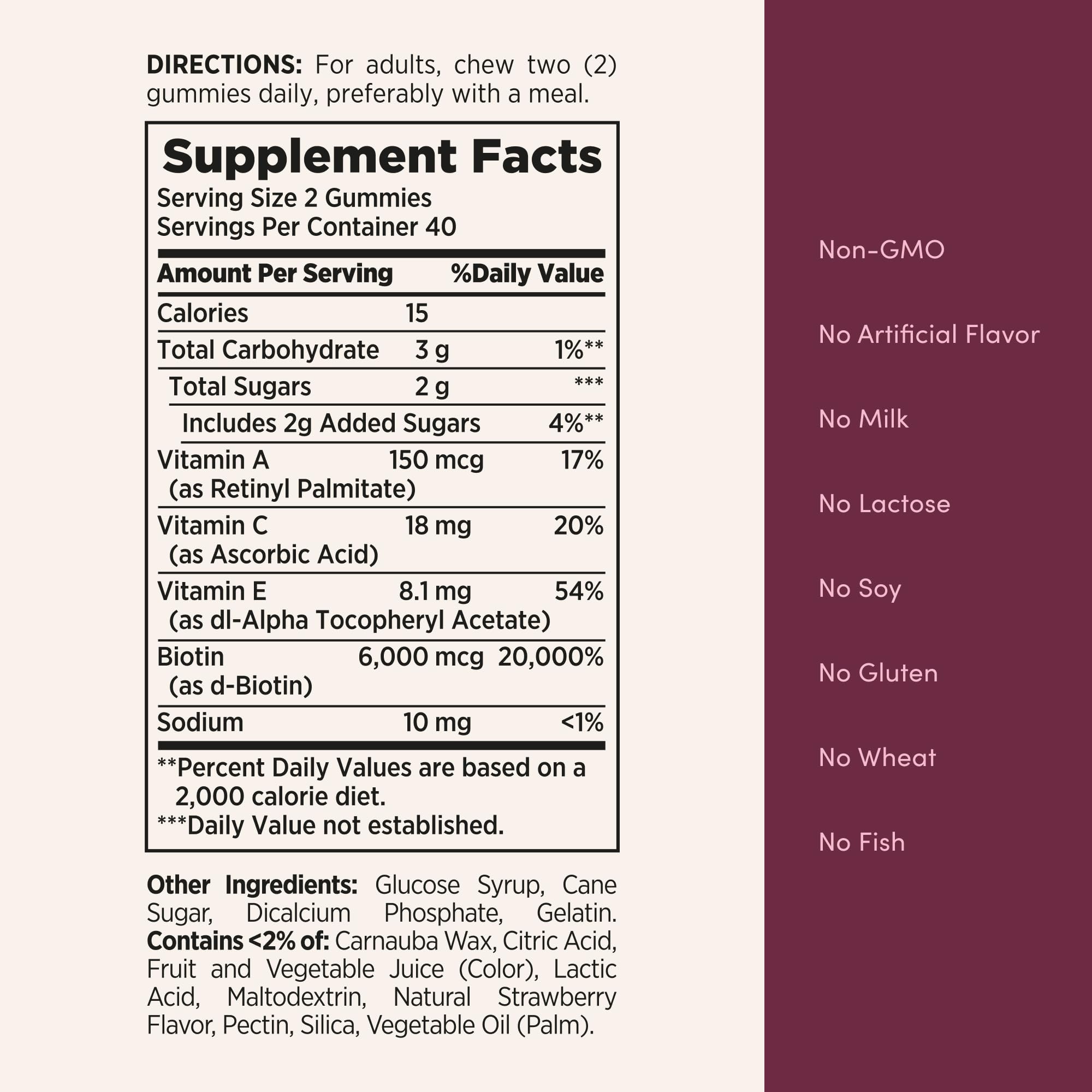 Back of bottle showing serving size and ingredients