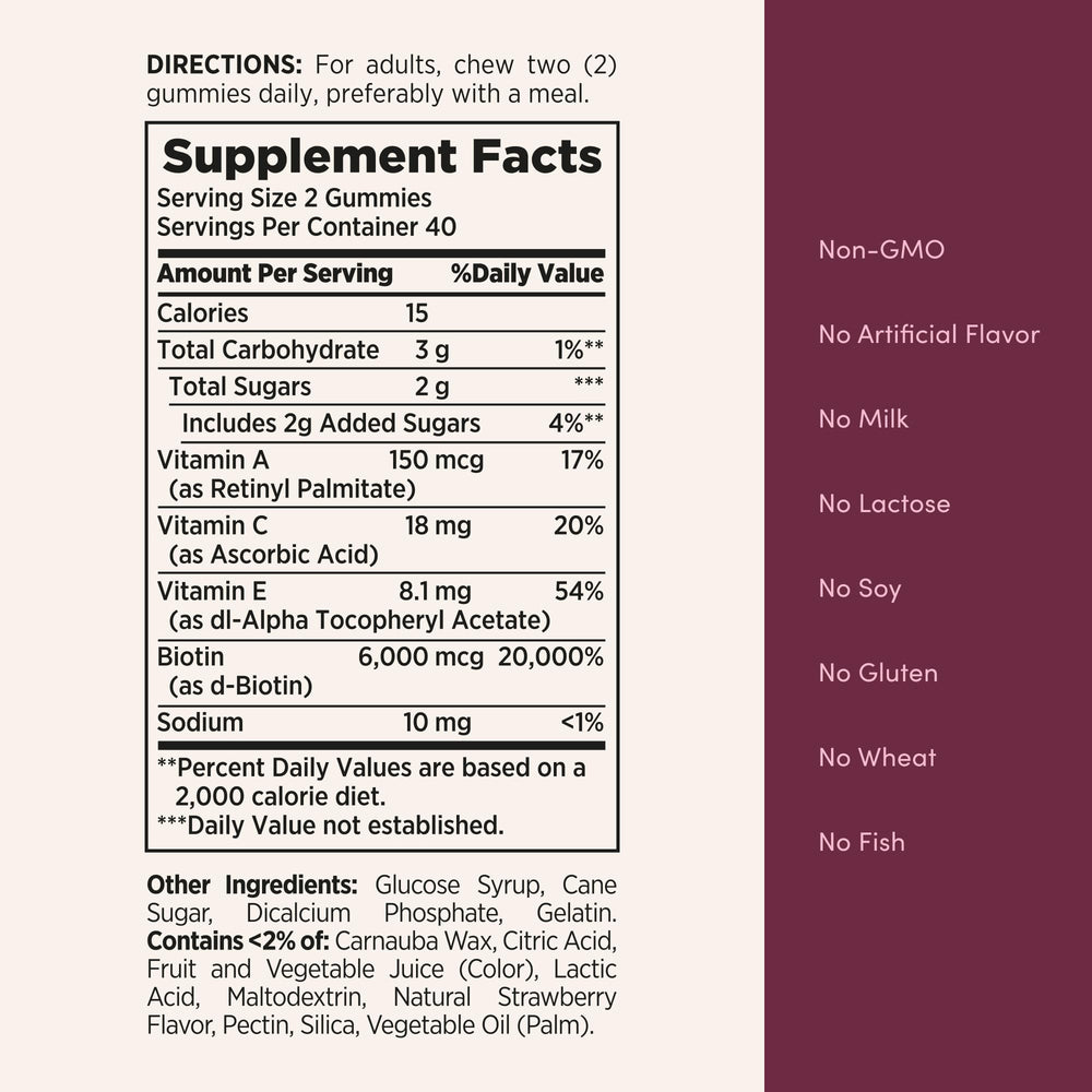 Back of bottle showing serving size and ingredients