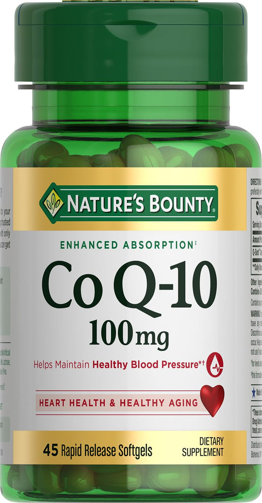 Nature's Bounty CoQ10 100mg Q-Sorb softgels bottle label