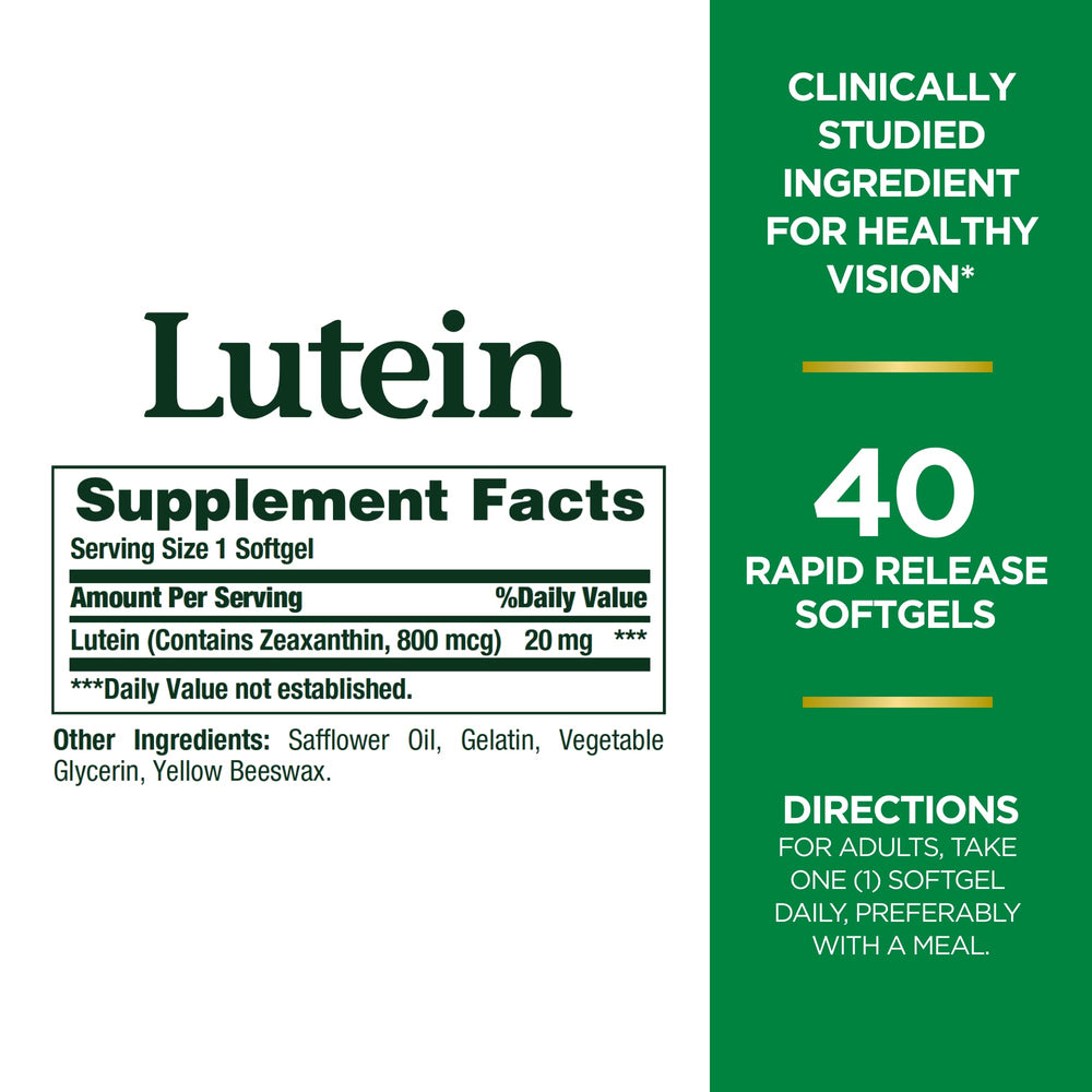 Nature's Bounty Lutein bottle back label