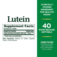 Nature's Bounty Lutein bottle back label