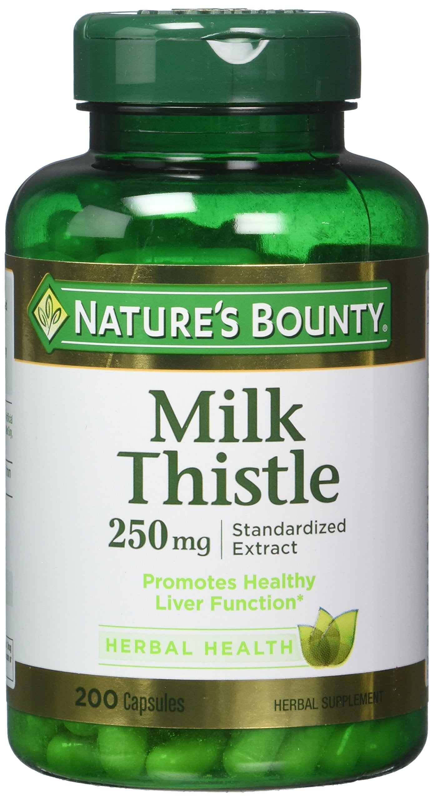 Nature's Bounty Milk Thistle 250 mg capsules bottle front view