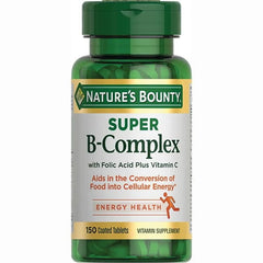 Front view of Nature's Bounty Super B-Complex bottles (2 x 150-count) totaling 300 tablets