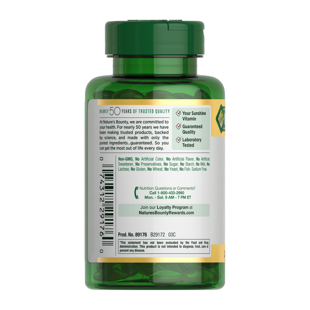 Immune support image featuring Nature's Bounty Vitamin D3 supplement