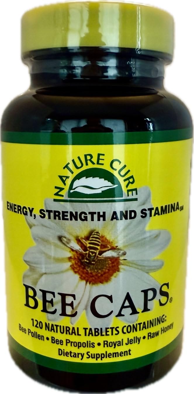 Nature Cure Bee Caps bottle label showing 120 caplets