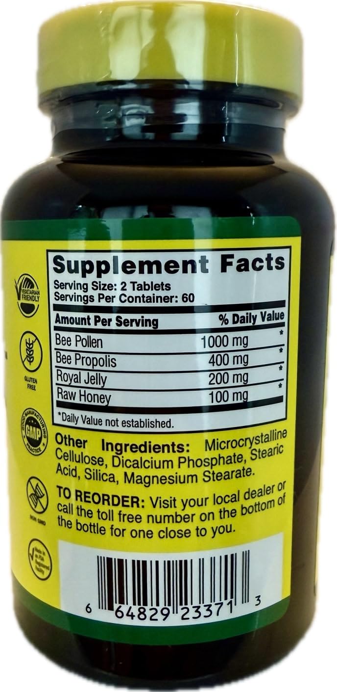 Close-up of Nature Cure Bee Caps tablet color and size