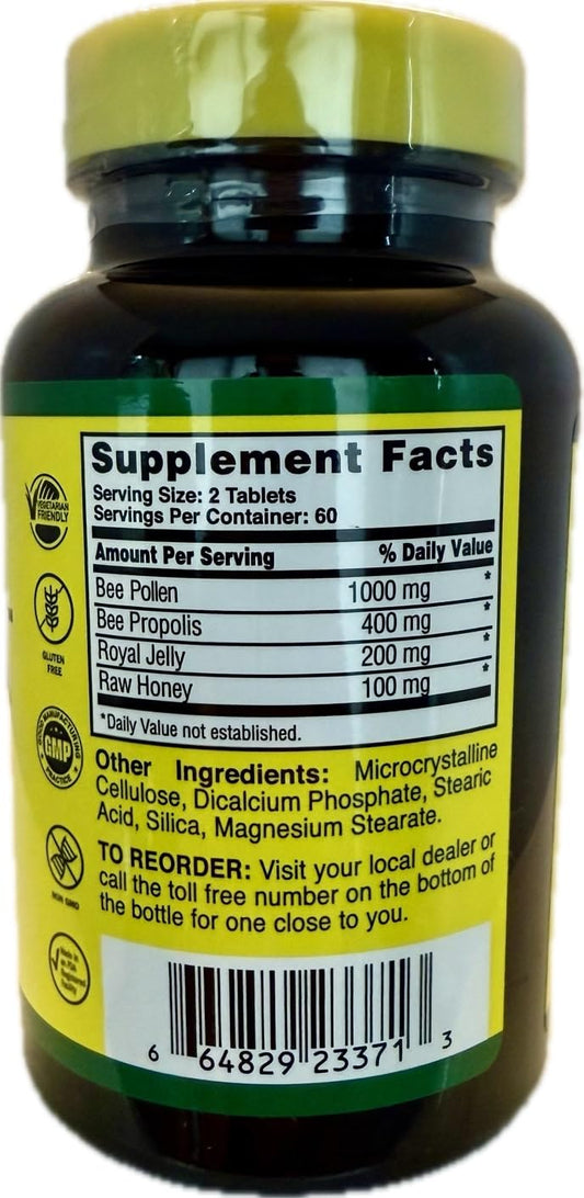 Close-up of Nature Cure Bee Caps tablet color and size