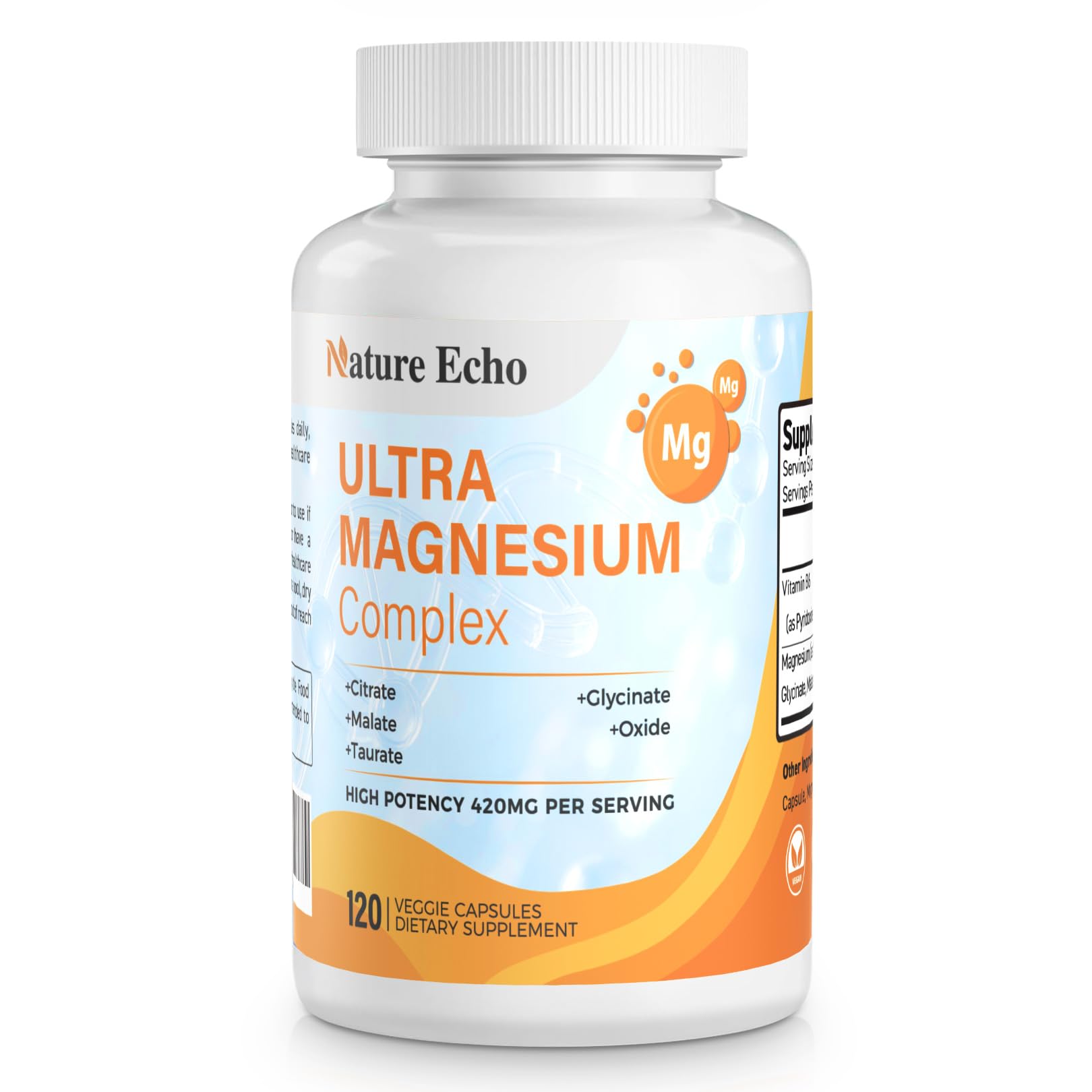 Nature Echo 6-in-1 Magnesium 420mg bottle with 120 capsules