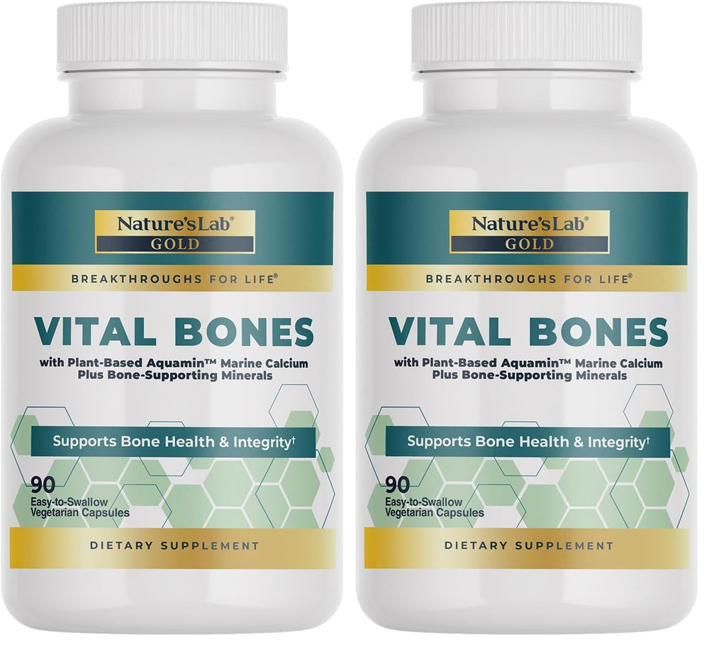 Nature's Lab Gold Vital Bones Aquamin Plant-Based Calcium bottle front