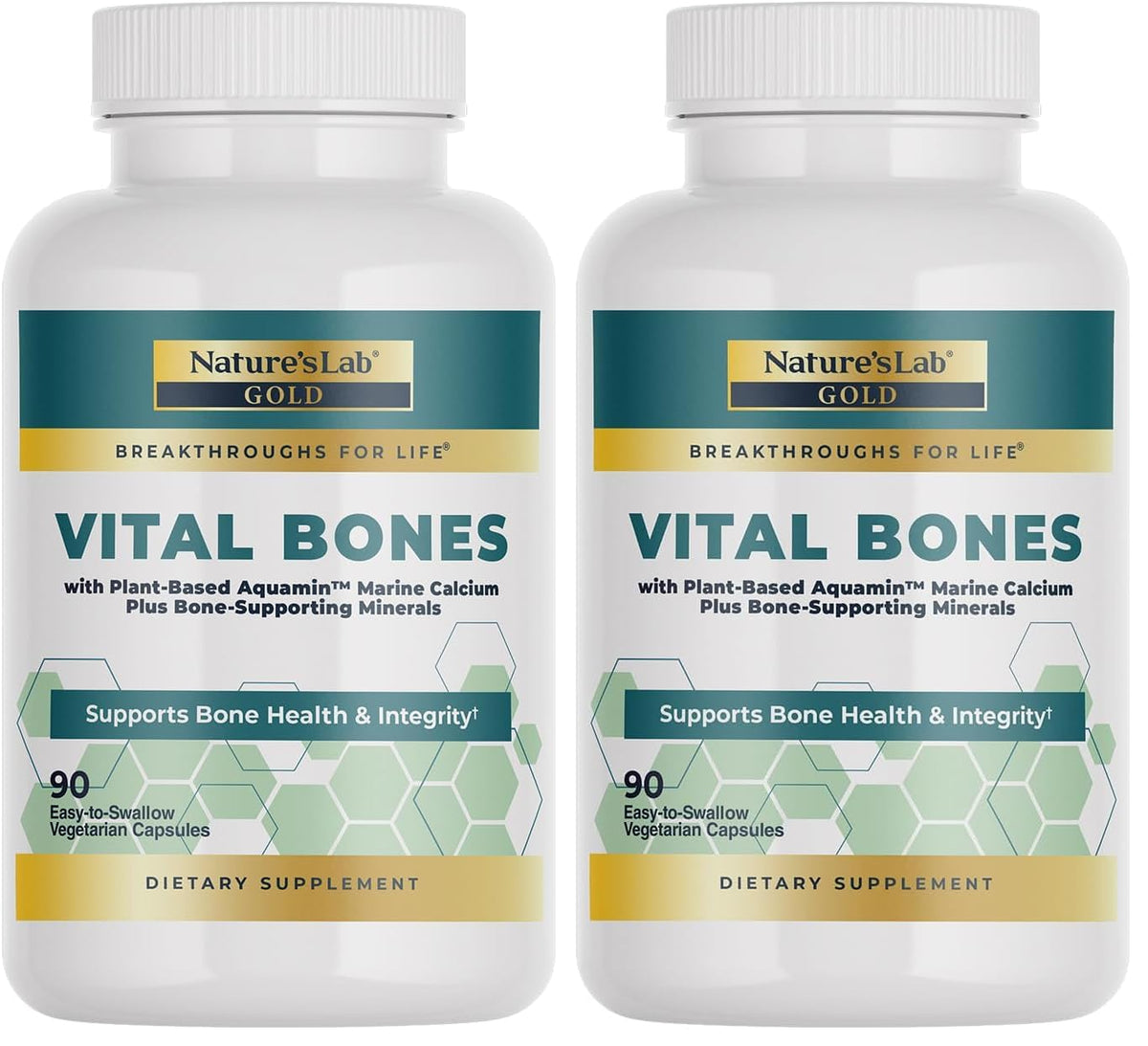 Nature's Lab Gold Vital Bones Aquamin Plant-Based Calcium bottle front