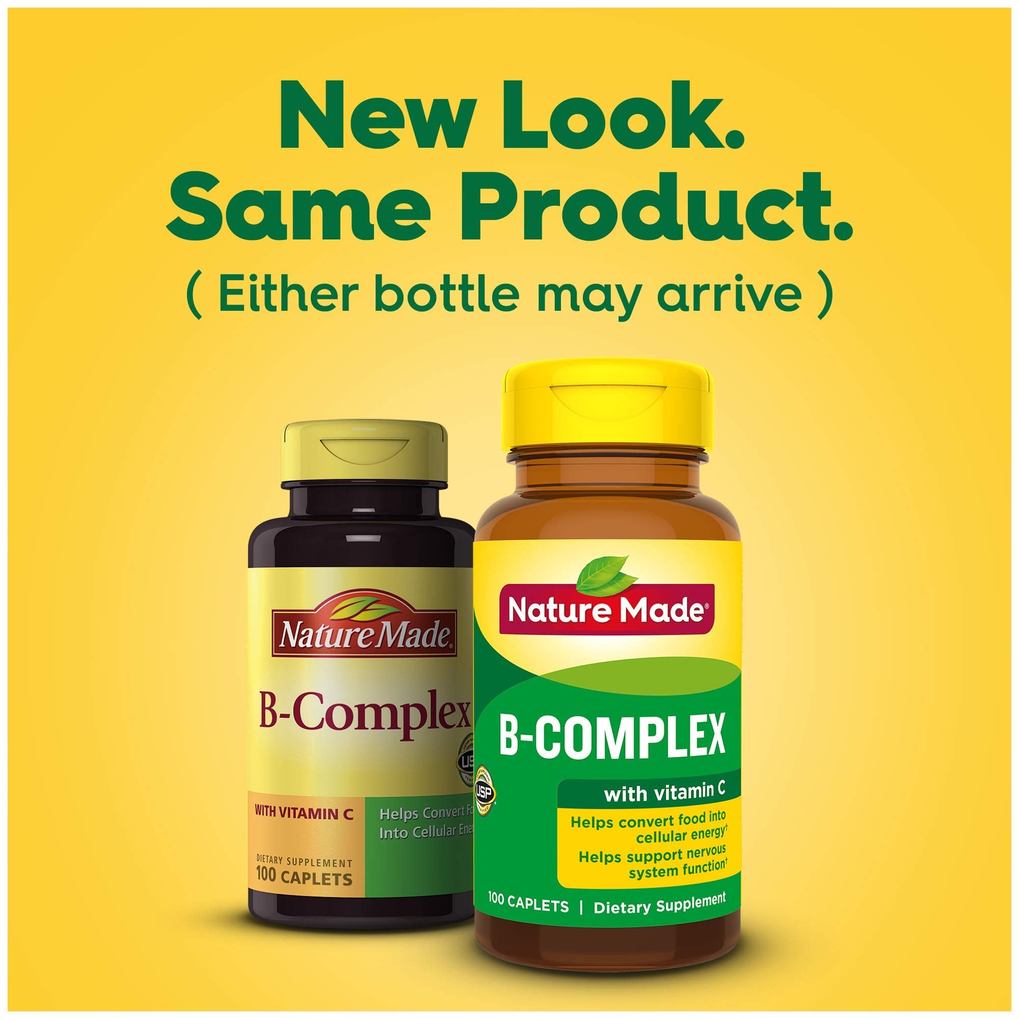 Close-up of Nature Made B-Complex caplets label showing ingredients
