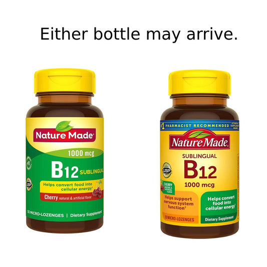 Close-up of Nature Made B-12 1000 mcg Cherry Flavor micro-lozenges