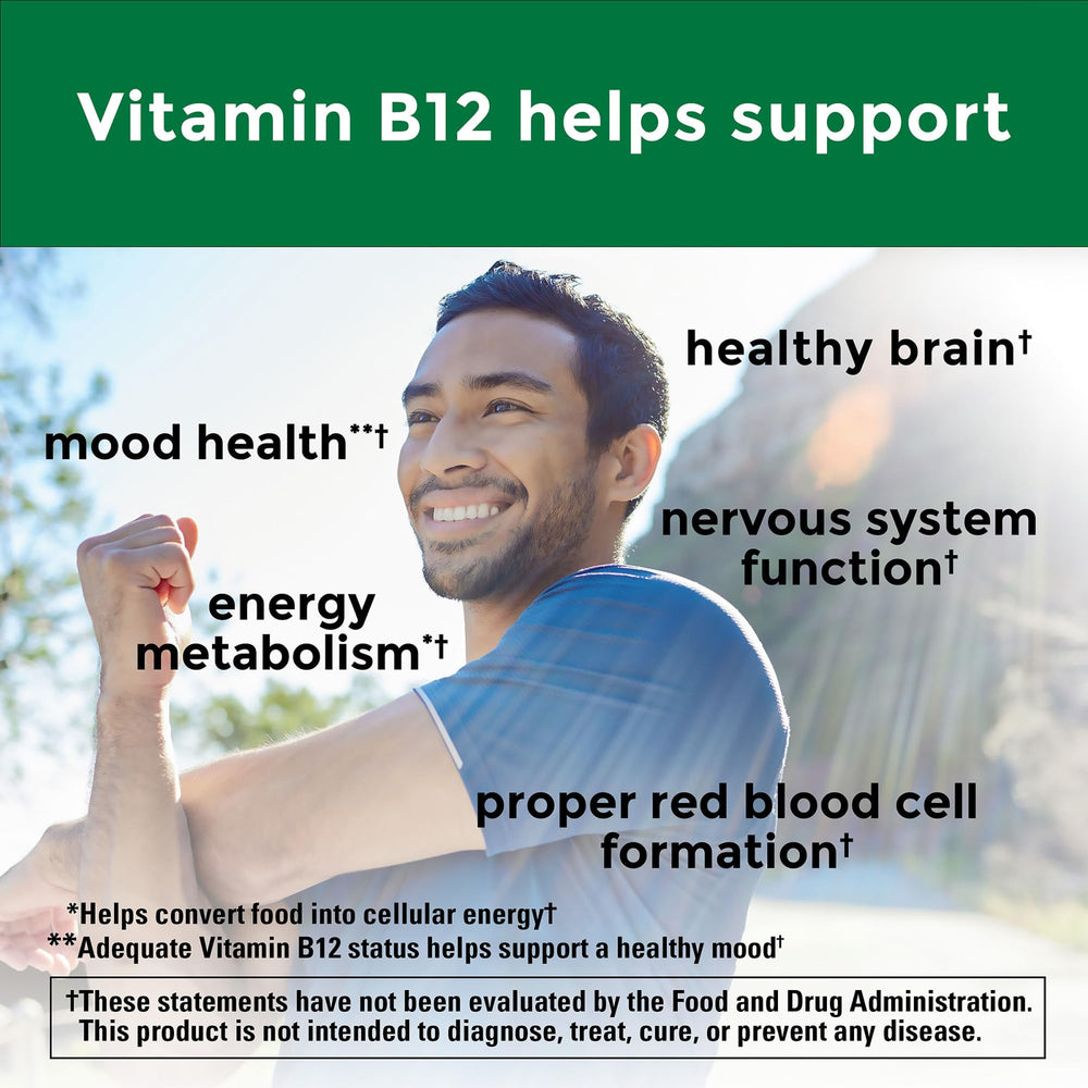 Vitamin B12 1000 mcg tablets showing 75-count bottle