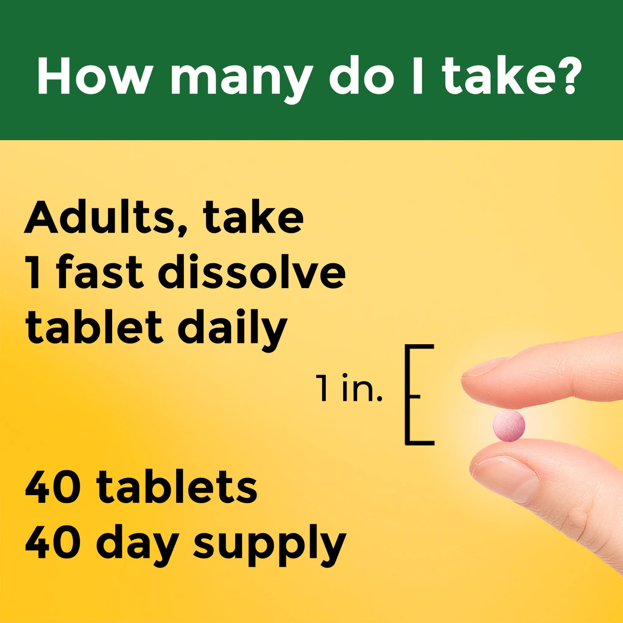 40-count bottle of B12 fast-dissolve tablets