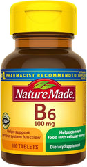 Hero image: Nature Made Vitamin B-6 100 mg tablets bottle