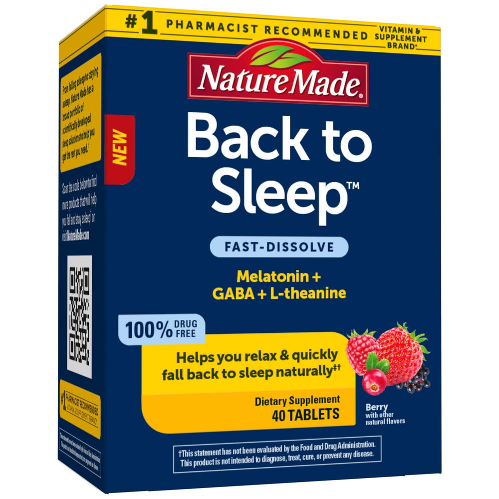 Nature Made Back to Sleep Melatonin 1mg fast-dissolve tablets bottle