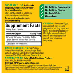 Nature Made Berberine Phytosome packaging illustration emphasizes 30-day supply.