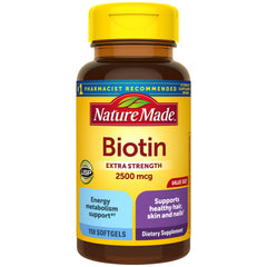 Nature Made Biotin 2500 mcg Softgels bottle – front view