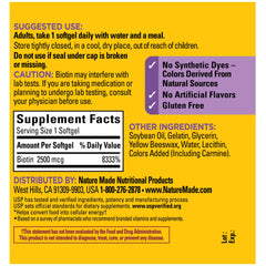 Biotin 2500 mcg Softgels nutrition facts panel