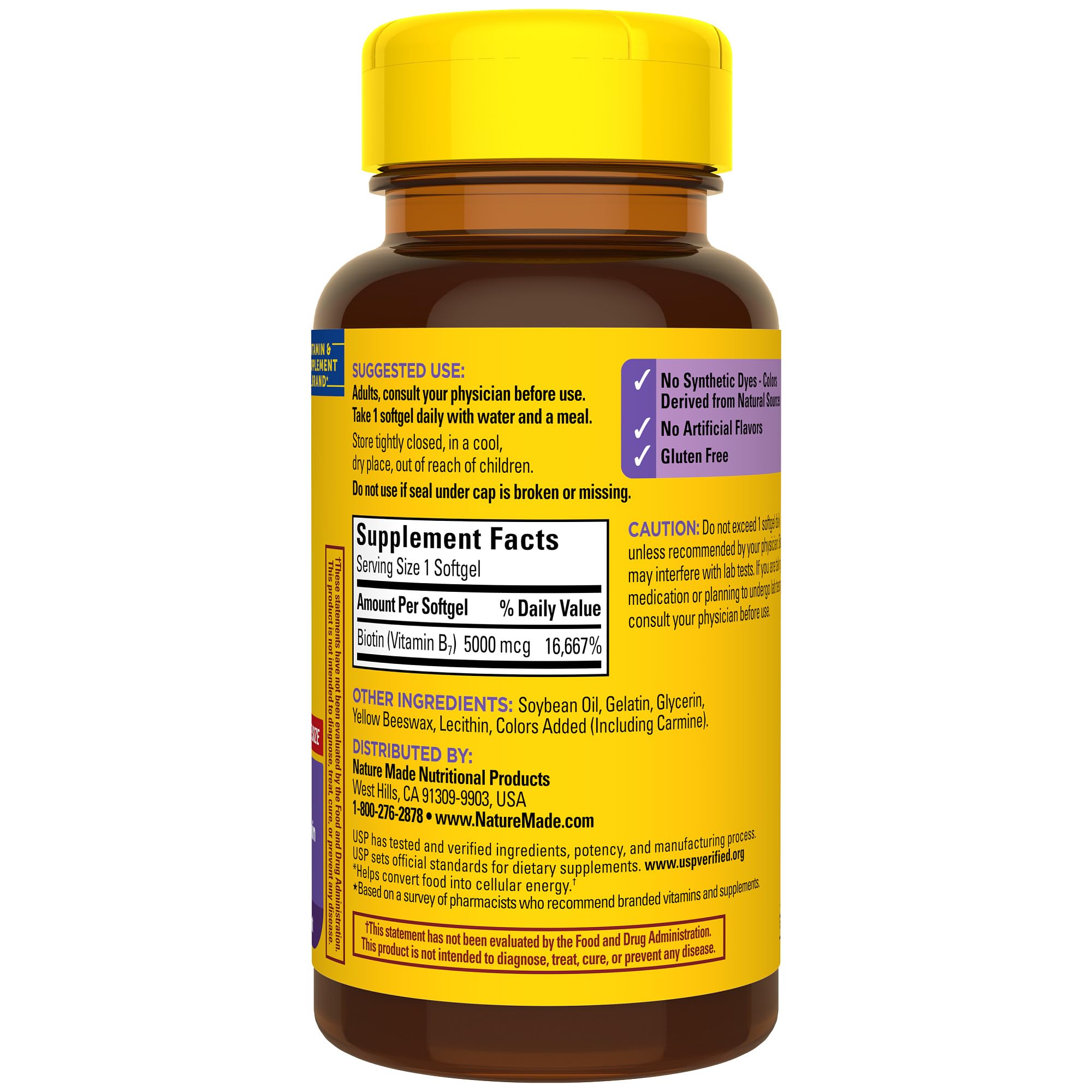 Daily dosage instruction card with Biotin