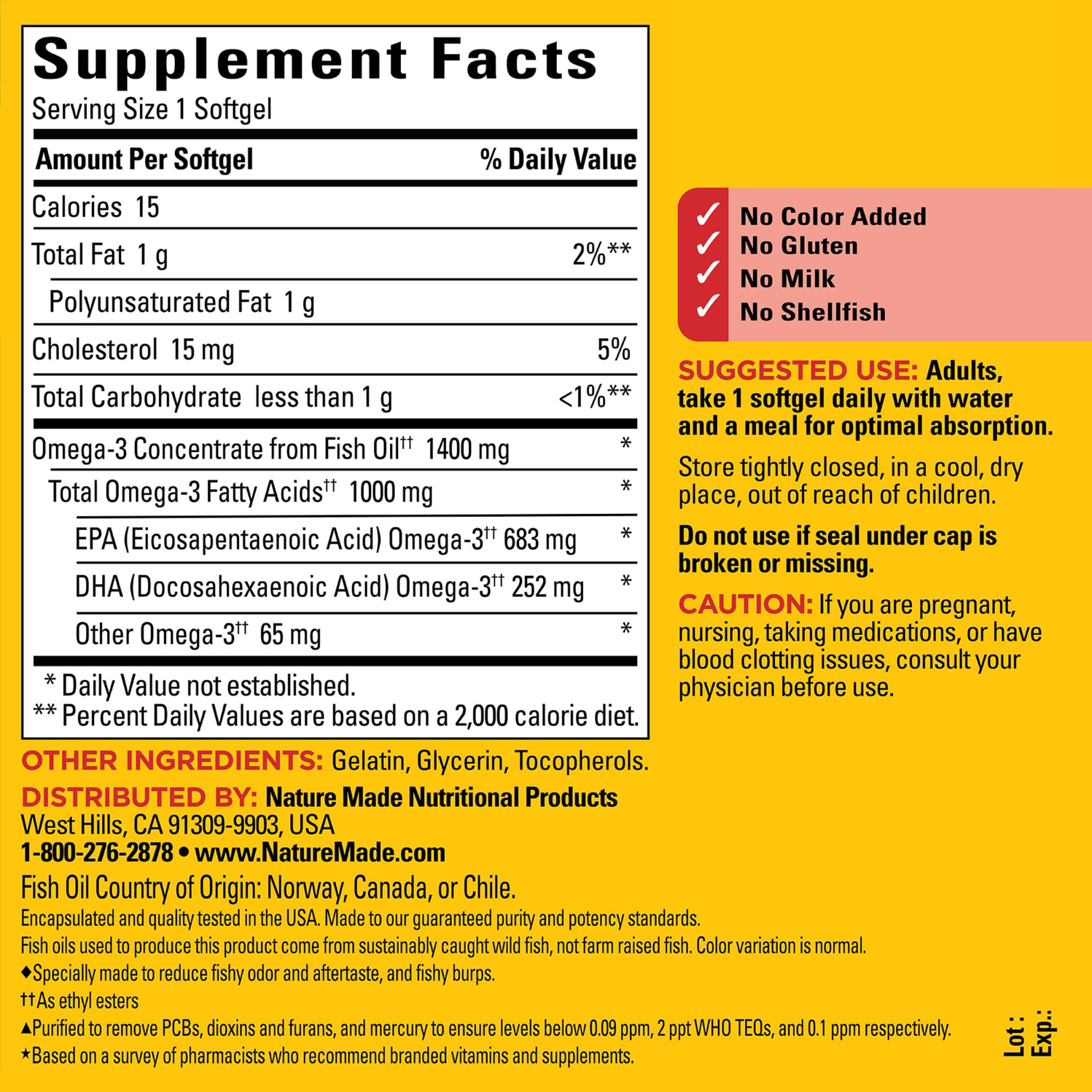 Back label showing EPA and DHA per softgel
