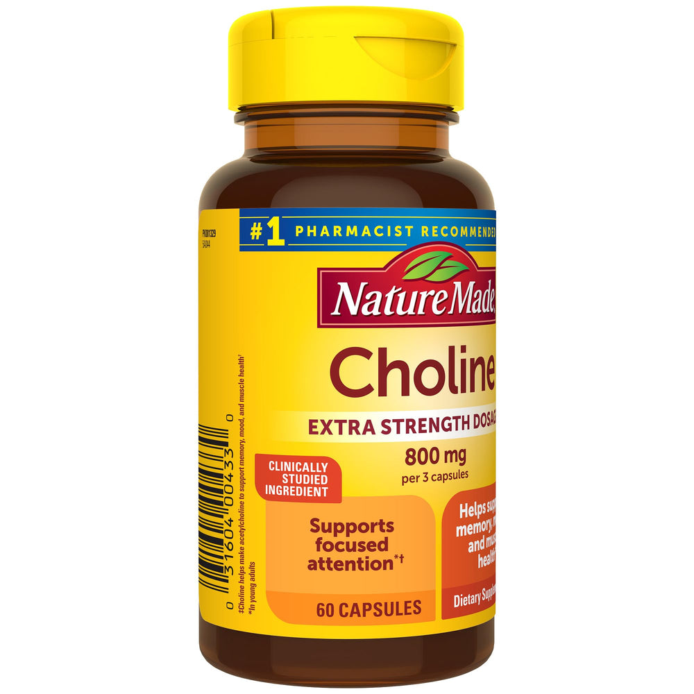 60-count bottle of Nature Made Choline capsules
