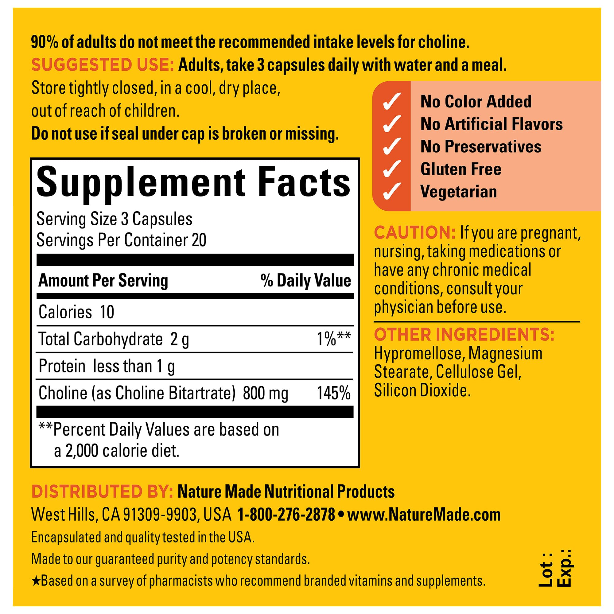 Choline supplement supporting liver health