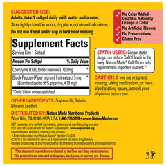 Nature Made CoQ10 100 mg softgels bottle label showing 30-day supply