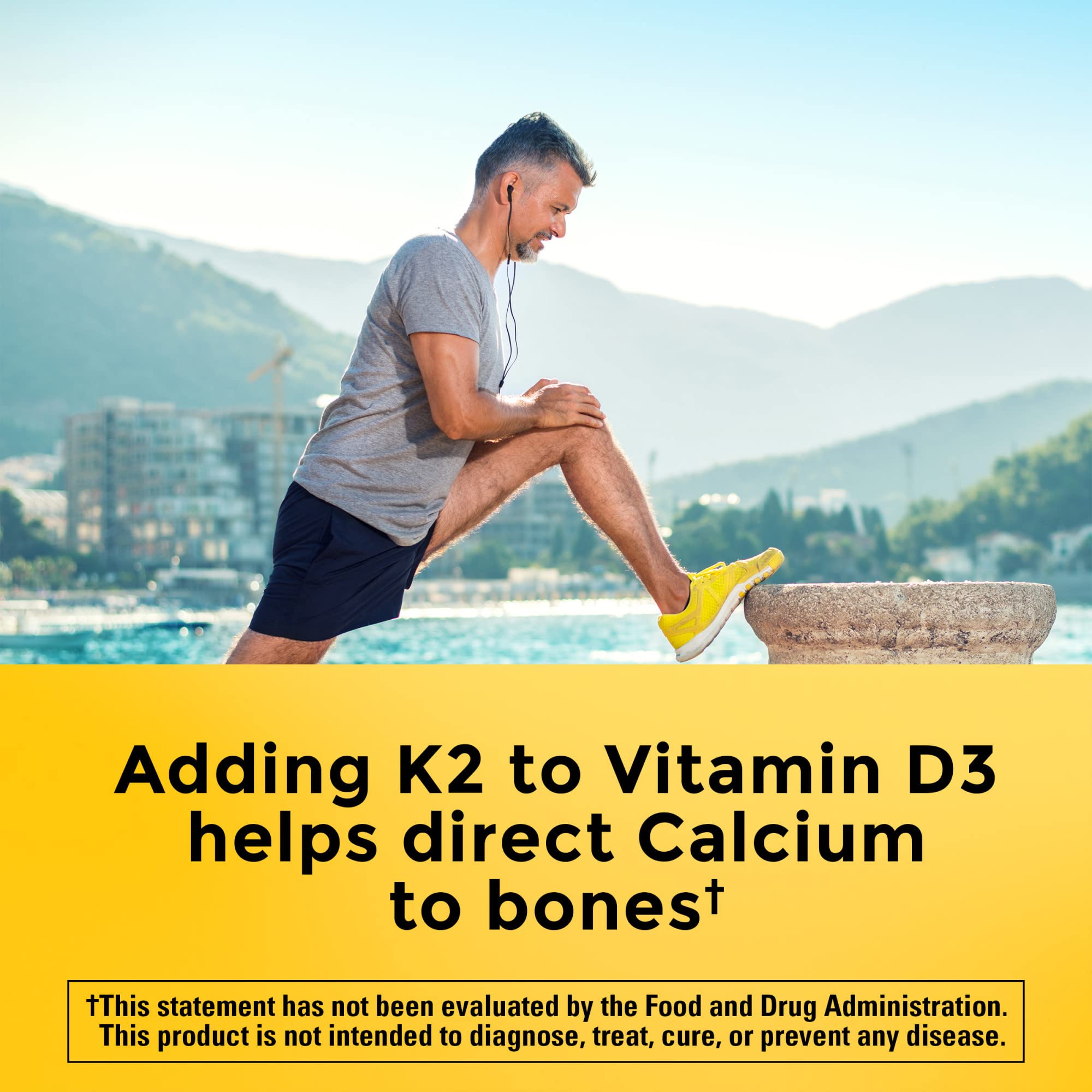 Vitamin D3 5000 IU and K2 per serving label on gummies